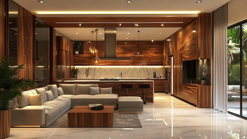 modern-open-plan-kitchen-living-room-luxury-home-interior-design-night-lighting-tropical-view-360667684